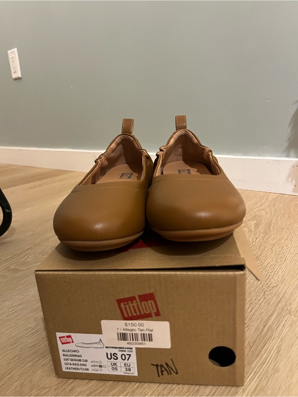 Fitflop Tan Leather Slip-On Ballet Flats